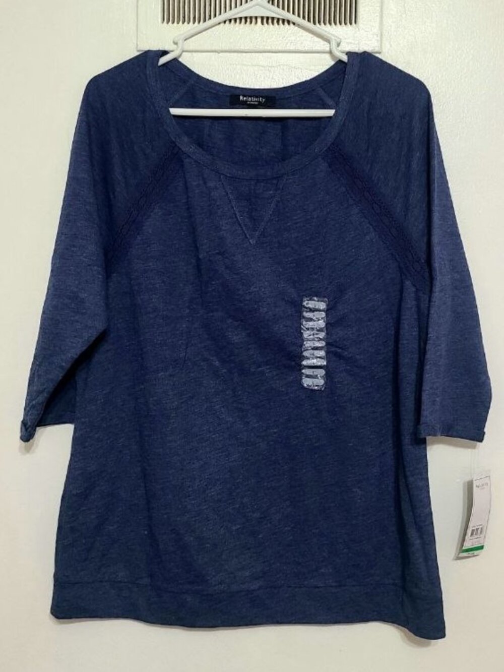 3/4‑Sleeve Knit Top – Size L